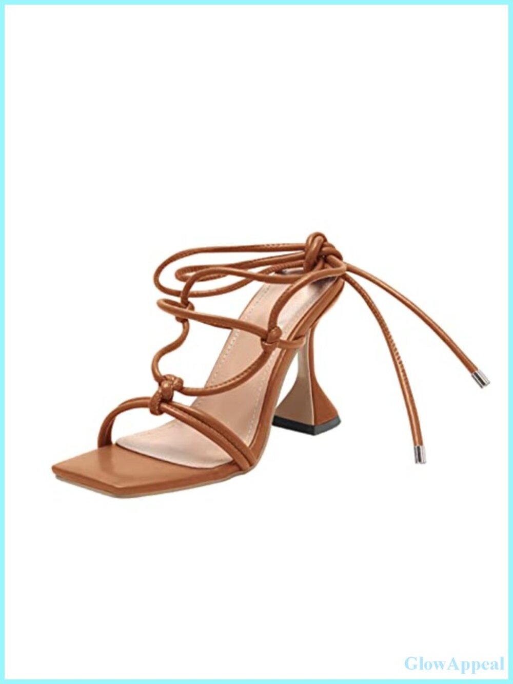 Lace Up Heels Gladiator Square Open Toe Stilettos Strappy Faux Leather Sandals